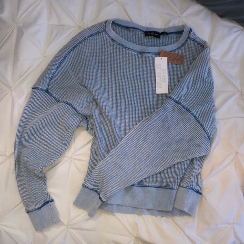 Urban Outfitters Cropped Waffle Sweatshirt